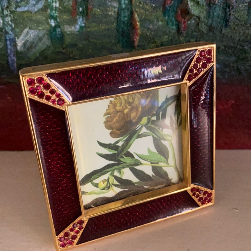 Jay Strongwater Red Enamel Swarovski Square Frame - Picture 2 of 9